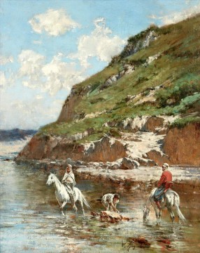 騎兵は OUED を着たライダーたち ヴィクトル・ユゲ オリエンタリスト Oil Paintings